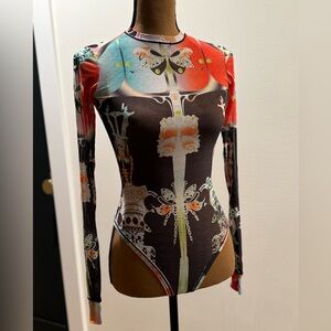 Skims Summer Mesh Thong Bodysuit